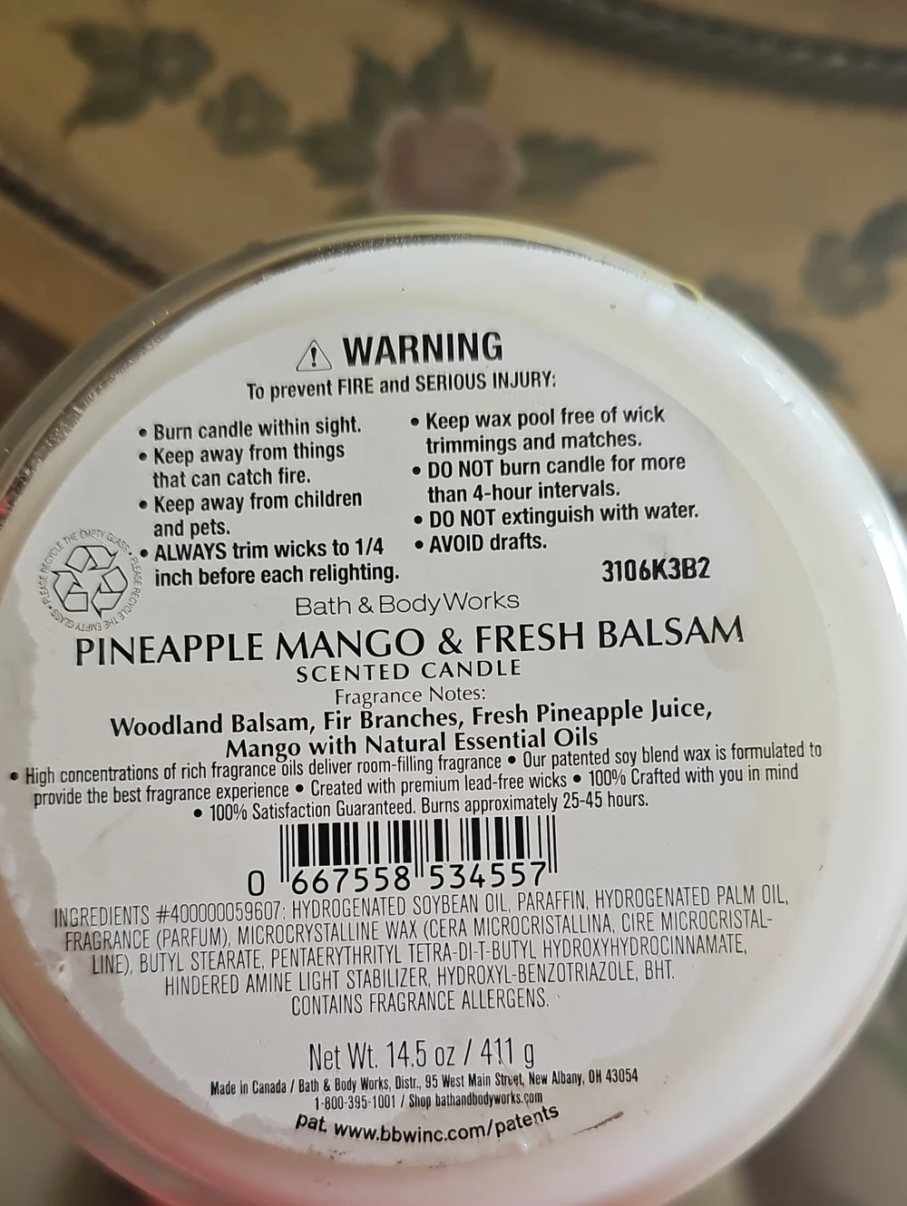 PINEAPPLE MANGO & FRESH BALSAM 3 Wick Candle NWT
